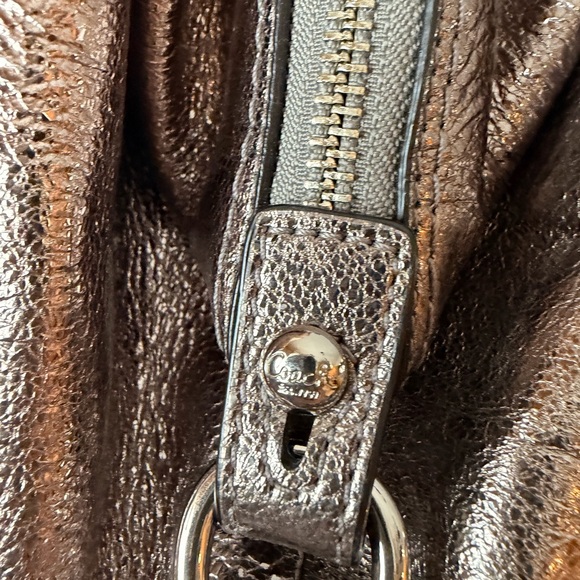 Coach Satchel Pewter Metallic Leather w/ 2 Hangtags Silver 2010 #14976 EUC - Picture 12 of 16